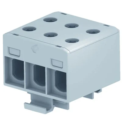 Bornier fileté AL/CU 1.5-50mm2 TS-35 3 pistes isolées gris