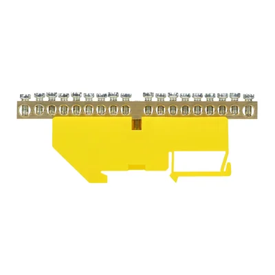 Bornier PE, pour rail TH35, 18 fils, jaune