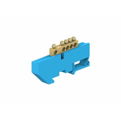 Bornier pour rail TH 5 modules 5 x 16mm² bleu