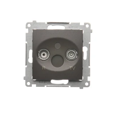 Bornier R-TV prise d'antenne séparée (module) marron métallisé mat