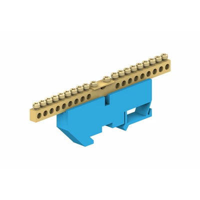 Bornier rail TH 9 modules 9 x 10mm² 9 x 16mm² 1 x 35mm² bleu