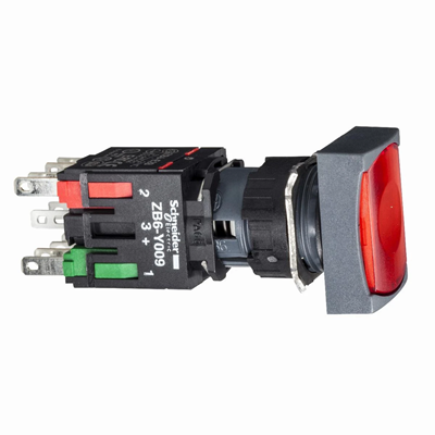 Botón Harmony XB6 Iluminado Rojo Plano 1 NO+1 NC 12-24VAC/DC Rectángulo Plástico