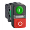 Botón LED doble verde/rojo de plástico de 24 V, E/S típica