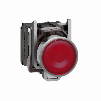 Bouton affleurant lumineux, 24V, rouge