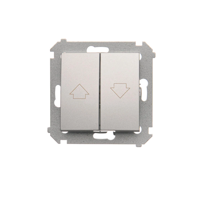 Bouton aveugle pour commander le volet roulant de plusieurs endroits (module) 10A 230V bornes à vis argent (métallique)