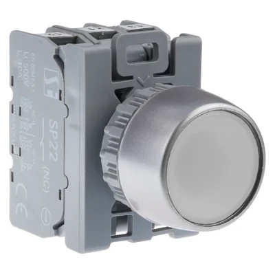 BOUTON CACHÉ, BLANC, 1 CONNECTEUR, ANNEAU NICKELÉ SP22-KLB-10-LED-UNI\.