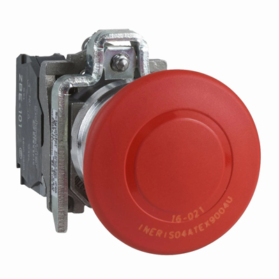 Bouton d'arrêt d'urgence Harmony XB4 Rouge 40mm Pull Up 1 NO + 1 NC Métal