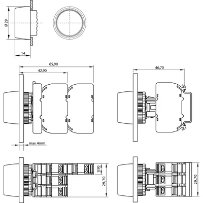 Bouton de commande 22mm rouge 1 contact normalement ouvert 1 contact normalement fermé avec rétroéclairage