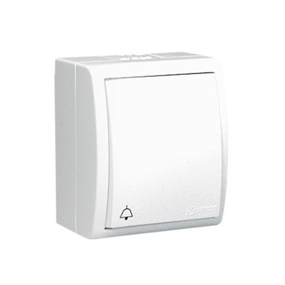 Bouton de sonnette anti-éclaboussures IP54 10A 250V bornes à vis blanc