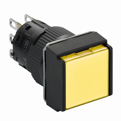 Bouton Harmony XB6 Lumineux Jaune Plat 1 INV 12VDC Carré Plastique