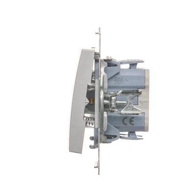 Bouton "lumière" (module) 10A 230V connecteurs rapides argent (métallique)