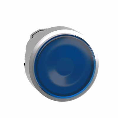 Bouton métal bleu plat push-push LED sans marquage