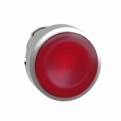 Bouton métallique LED plat, rouge, auto-retour, ondulé, sans marquage