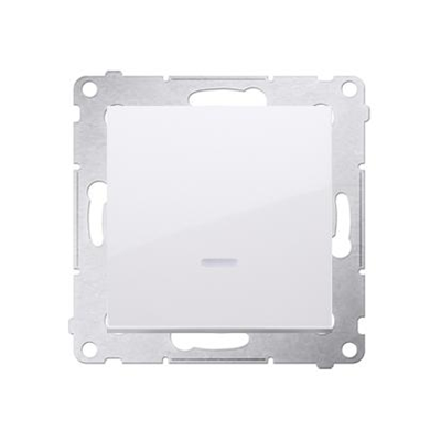 Bouton NO simple à rétroéclairage LED sans pictogramme (module) 16A 230V bornes à vis blanc