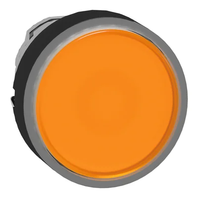 Bouton plat Ø22 LED orange auto-retour métal rond