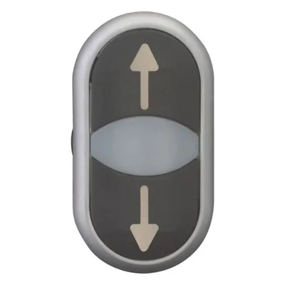 Bouton-poussoir double avec ressort de rappel, noir - flèches haut, bas, M22-DDL-S-X7/X7