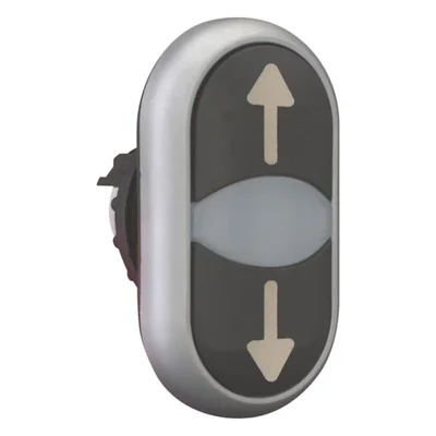 Bouton-poussoir double avec ressort de rappel, noir - flèches haut, bas, M22-DDL-S-X7/X7
