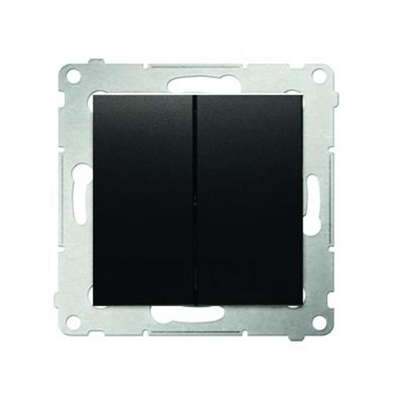 Bouton poussoir double sans pictogramme (module) 10A 250V connecteurs rapides anthracite (métallique)