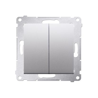 Bouton poussoir double sans pictogramme (module) 10A 250V connecteurs rapides argent (métallique)