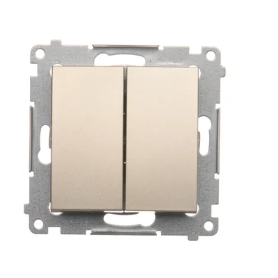 Bouton poussoir double sans pictogramme (module) 10A 250V connecteurs rapides dorés (métalliques)