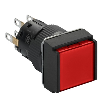 Bouton Poussoir Harmony XB6 Lumineux Rouge Plat 2 INV 24VDC Carré Plastique