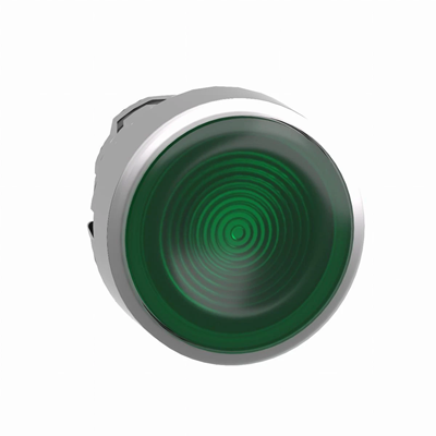 Bouton-poussoir plat à LED verte en tôle ondulée sans marquage