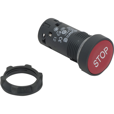 Bouton-poussoir plat rouge Harmony XB7 avec retour automatique