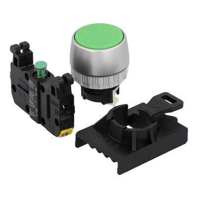 Bouton poussoir recouvert anneau nickelé noir