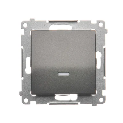 Bouton poussoir simple à rétroéclairage LED sans pictogramme (module) 10A 250V connecteurs rapides anthracite (métallique)