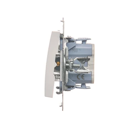 Bouton poussoir simple à rétroéclairage LED sans pictogramme (module) 10A 250V connecteurs rapides blanc