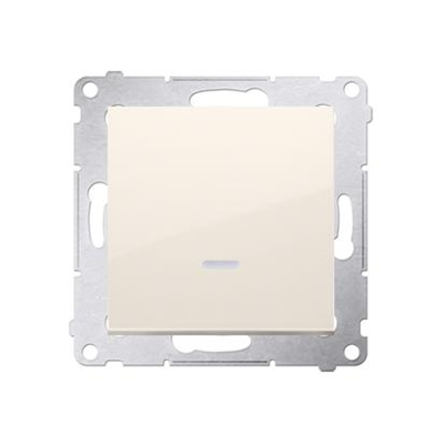 Bouton poussoir simple à rétroéclairage LED sans pictogramme (module) connecteurs rapides 10A 250V crème