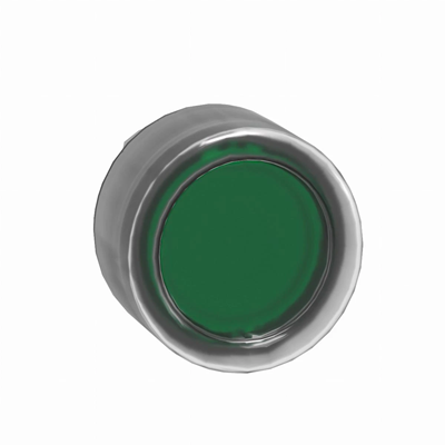 Bouton-poussoir vert plat à capuchon, LED métallique, typique