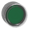 Bouton-poussoir vert plat à capuchon, LED métallique, typique