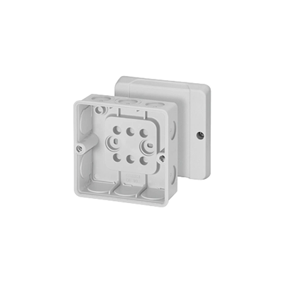 Box für Inneninstallationen DE 9340 Membranverschraubungen 98x98x55mm ohne Klemmen IP55 grau