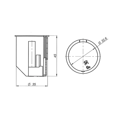 Box nástěnného svítidla pod omítku s krytem Z32 fi32mm modrý