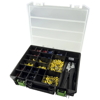 Box with assortment of crimping terminals, PVC insulation