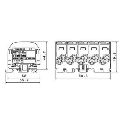 Branch distribution block Al/Cu SCB 25-5X grey