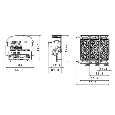 Branch distribution block Al/Cu SCB 25 blue