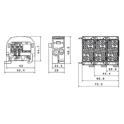 Branch distribution block Al/Cu SCB 35 SIMBLOCK blue