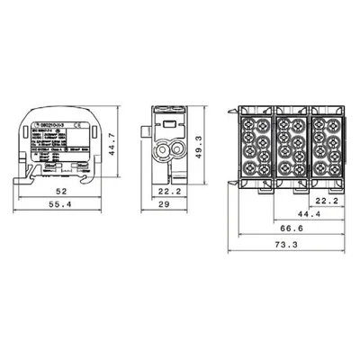 Branch distribution block Al/Cu SCB 35 SIMBLOCK blue