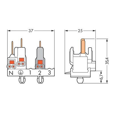 Branch plug 1mm² 5-pole