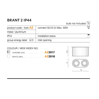 BRANT 2 IP44 White ceiling lamp