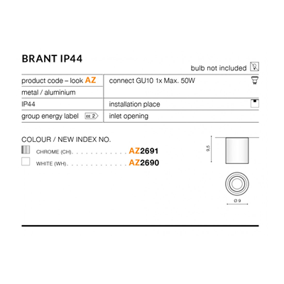 BRANT IP44 Deckenleuchte Chrom