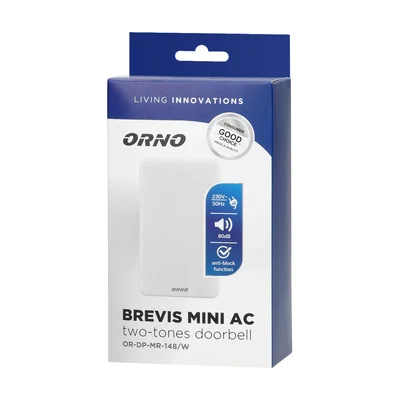 BREVIS MINI AC, dvoutónový elektromechanický drátový zvonek, 230 V, bílý