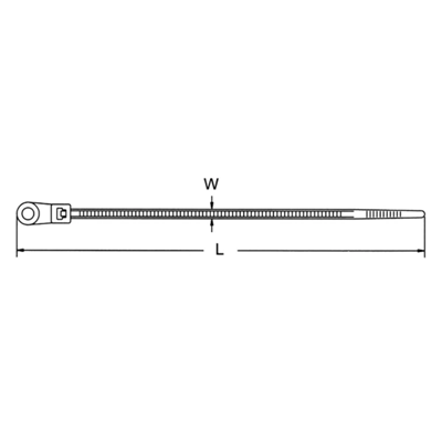 Brida para cables 170x3,7 mm con ojal, blanca