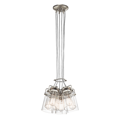 BRINLEY 6 Six-bulb pendant lamp brushed nickel