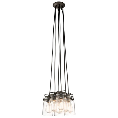 BRINLEY 6 Six-bulb pendant lamp brushed nickel