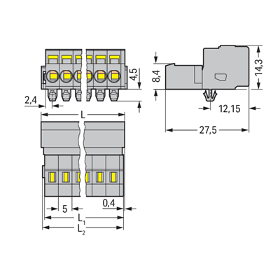 Broche douille raster 5mm 10 voies