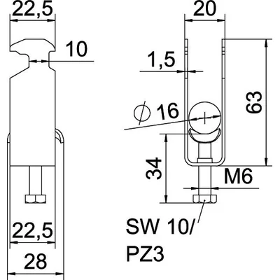 BS-H2-M-16 FT Morsetto a doppia U 2056