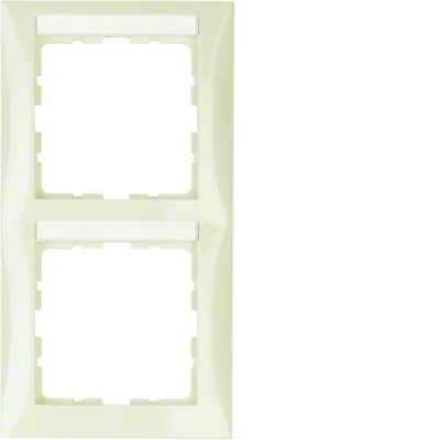 B.SQUARE Doppia cornice verticale con campo descrizione, panna lucido